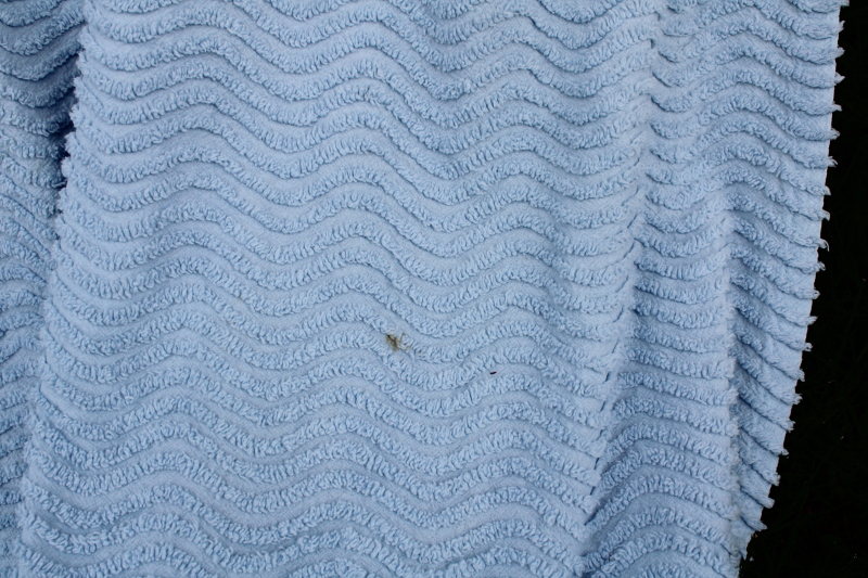 photo of soft blue cotton chenille bedspread, queen size bed cover vintage cottage chic #7