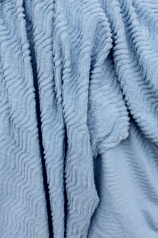 photo of soft blue cotton chenille bedspread, queen size bed cover vintage cottage chic #8