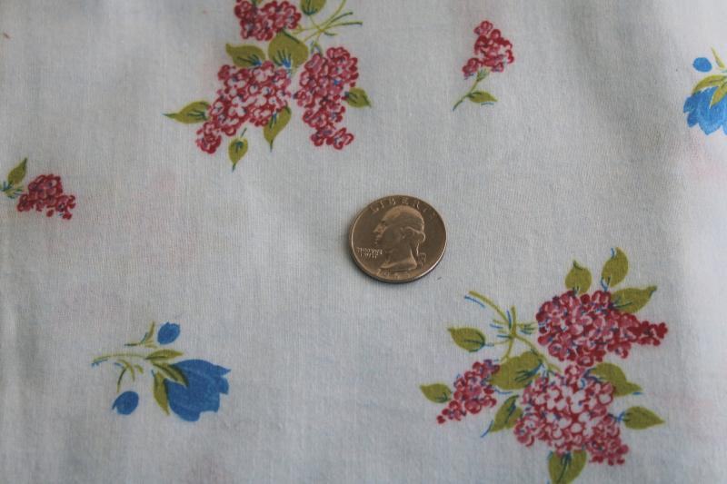 photo of soft brushed cotton fabric, vintage fabric w/ pink lilacs, tulips floral print #1