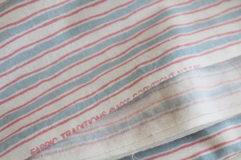 photo of soft cool all cotton sheeting fabric, 90s vintage striped print in pink & blue  #3