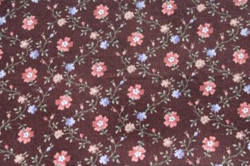 catalog photo of soft cotton fabric w/ flowers on brown, 70s 80s vintage VIP Cranston print works