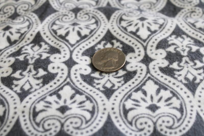 photo of soft cotton flannel fabric 4 yds Jo-Anns fabrics grey & white print  #3