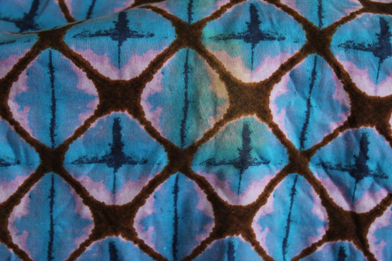 photo of soft cotton knit jersey fabric, bohemian style tie-dye batik print #7