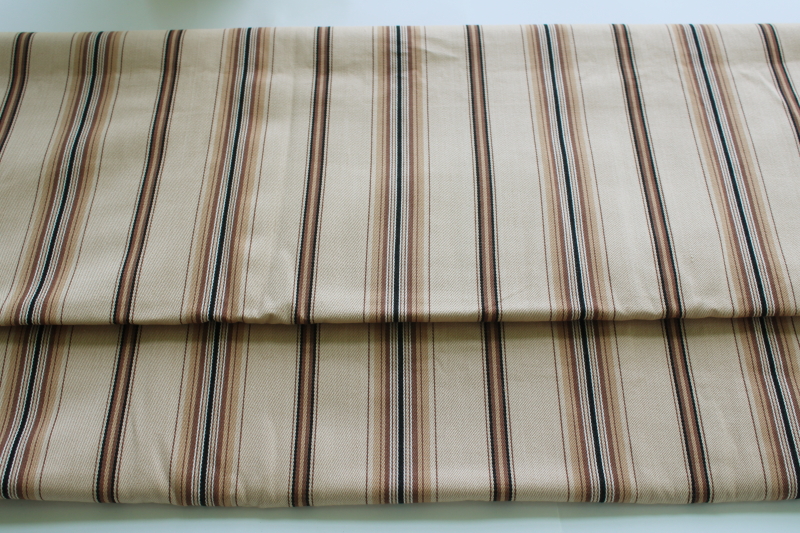 photo of soft cotton twill fabric w/ vintage ticking stripe for work wear or farmhouse decor sewing #1