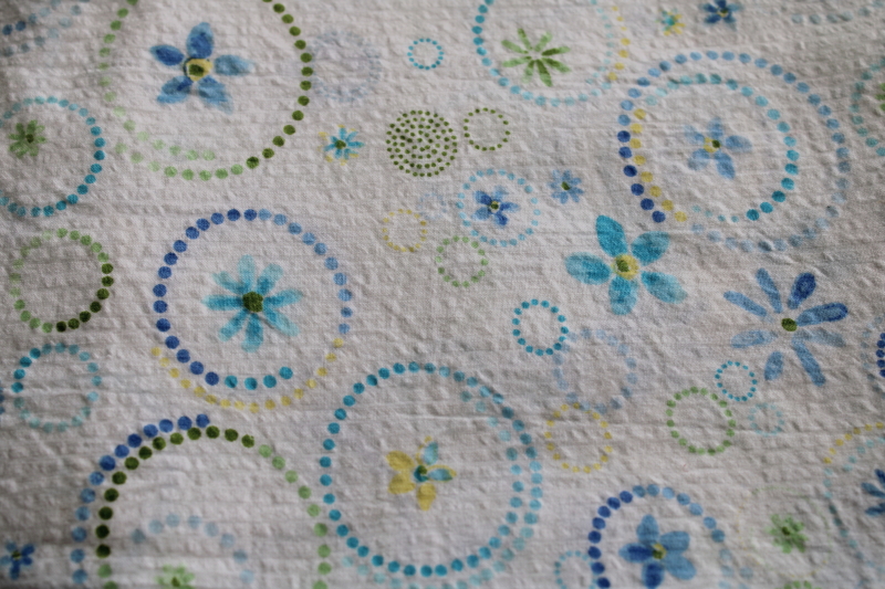 photo of soft crinkle cotton plisse fabric, flowers print in aqua, blue, yellow, shades of green #1