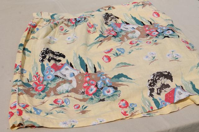 photo of soft faded vintage cotton fabric w/ cottage print, old table cover w/ gathered skirt #8