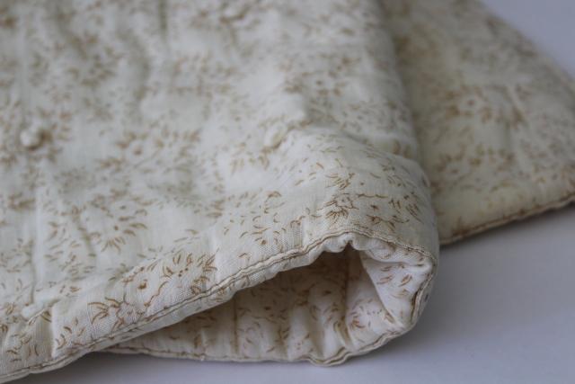 photo of soft faded vintage floral cotton comforters w/ comfy cozy wool fill, farmhouse tied quilts #2