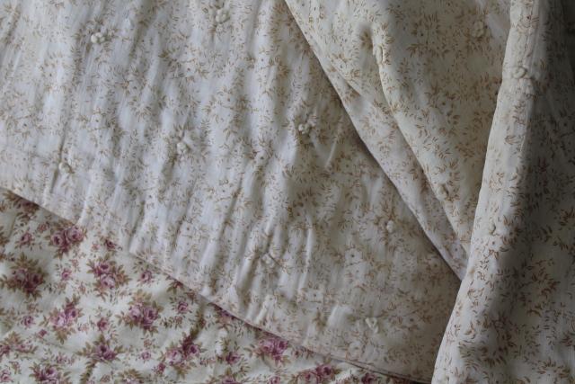 photo of soft faded vintage floral cotton comforters w/ comfy cozy wool fill, farmhouse tied quilts #4