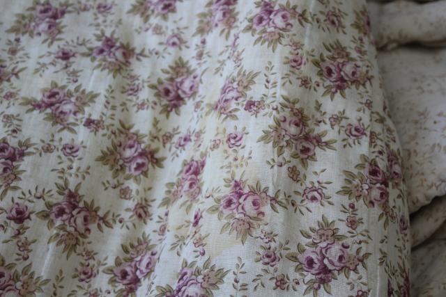 photo of soft faded vintage floral cotton comforters w/ comfy cozy wool fill, farmhouse tied quilts #11