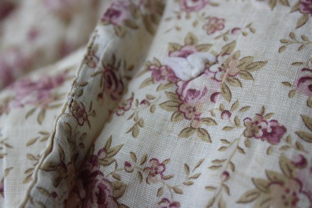 photo of soft faded vintage floral cotton comforters w/ comfy cozy wool fill, farmhouse tied quilts #13