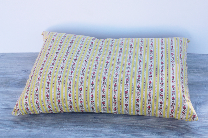 photo of soft feather pillow, vintage cottage chic floral striped cotton ticking fabric #3