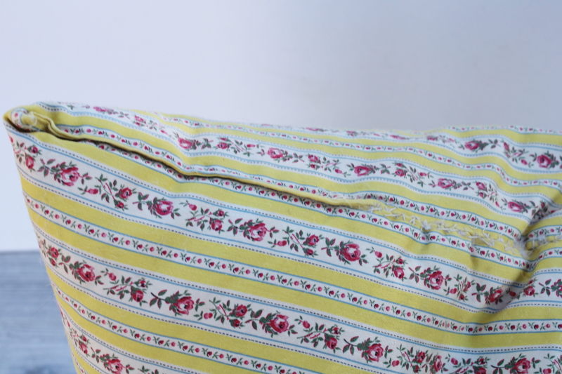 photo of soft feather pillow, vintage cottage chic floral striped cotton ticking fabric #4