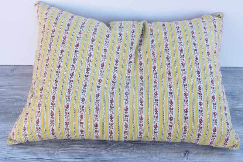 photo of soft feather pillow, vintage cottage chic floral striped cotton ticking fabric #5