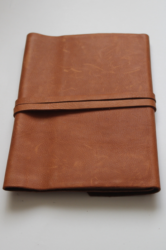 photo of soft leather folio w/ wrap closure, boho cover for travel journal, sketch book or diary #2