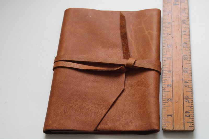 photo of soft leather folio w/ wrap closure, boho cover for travel journal, sketch book or diary #3