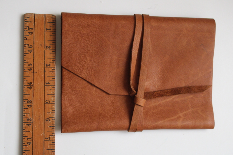 photo of soft leather folio w/ wrap closure, boho cover for travel journal, sketch book or diary #4