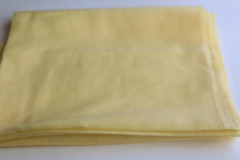 photo of soft light pure cotton voile, 1960s 70s vintage fabric yellow solid color material #1