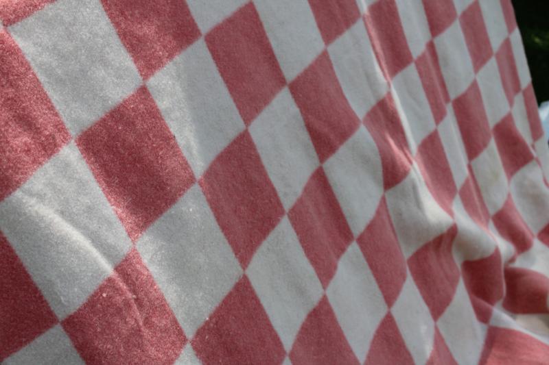 photo of soft old pink & white checked pattern blanket, vintage cottage gingham style #6