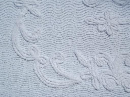 photo of soft plush ribbed white cotton chenille bedspreads, vintage bed spread lot #3