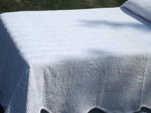 photo of soft plush ribbed white cotton chenille bedspreads, vintage bed spread lot #5