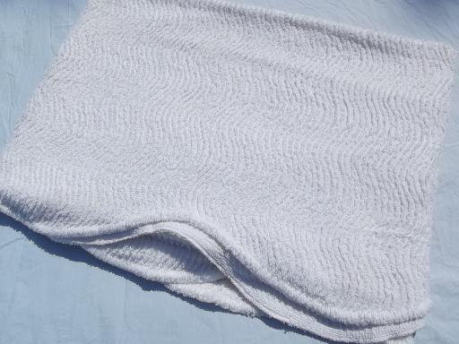 photo of soft plush ribbed white cotton chenille bedspreads, vintage bed spread lot #7