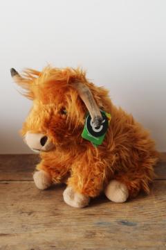 catalog photo of soft plush toy Scottish Highland cow w/ tags Living Nature label 
