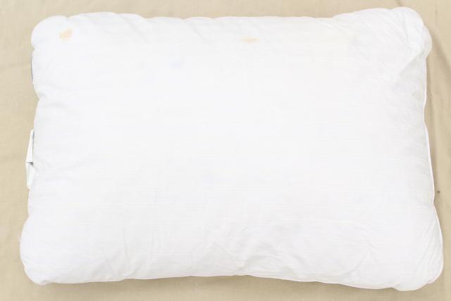 photo of soft puffy down filled pillows, vintage bedding, four bed pillows #6