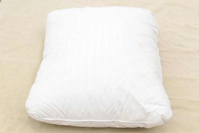 photo of soft puffy down filled pillows, vintage bedding, four bed pillows #7