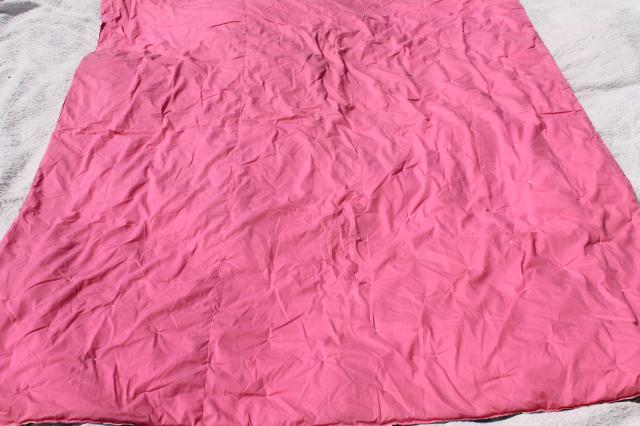 photo of soft puffy vintage flowered cotton comforter, tied quilt w/ pink & lavender flowers #8