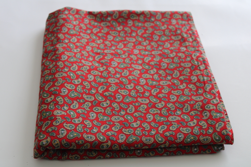 photo of soft smooth vintage cotton lawn fabric, tiny paisley foulard print on red #1