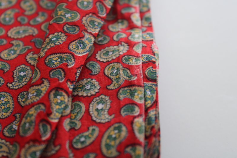 photo of soft smooth vintage cotton lawn fabric, tiny paisley foulard print on red #2