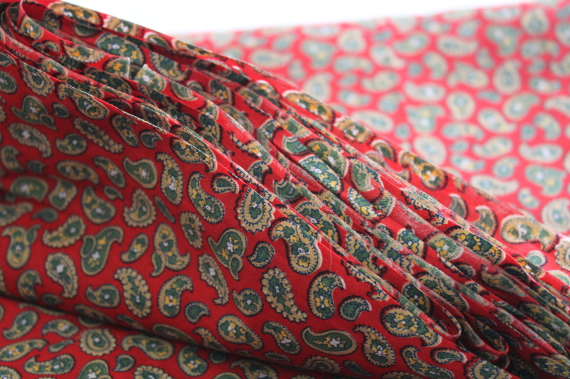 photo of soft smooth vintage cotton lawn fabric, tiny paisley foulard print on red #3