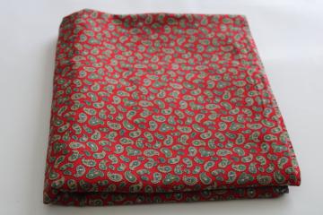 catalog photo of soft smooth vintage cotton lawn fabric, tiny paisley foulard print on red