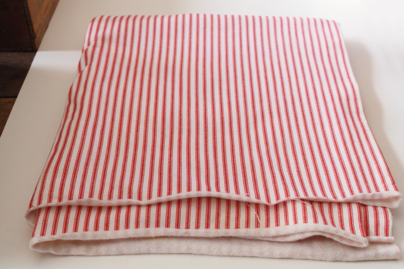 photo of soft sweatshirt fleece knit fabric, red ticking stripe print on white  #1