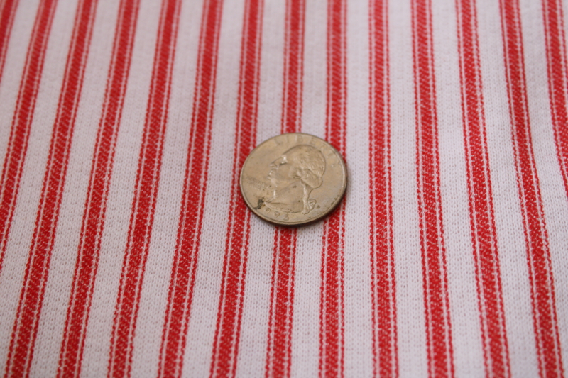 photo of soft sweatshirt fleece knit fabric, red ticking stripe print on white  #3