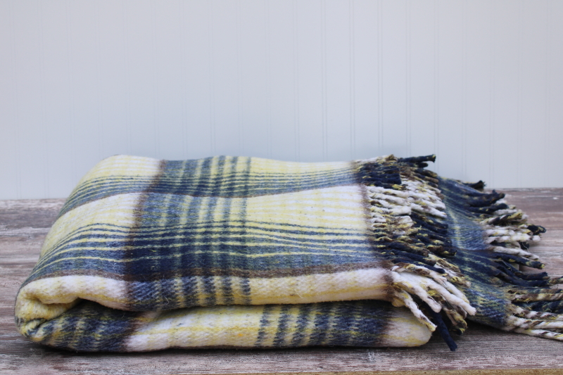 photo of soft thick Mexican blanket, heavy fringed woven plaid camp throw, picnic rug, yoga mat #1