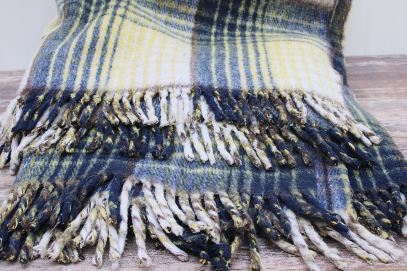 photo of soft thick Mexican blanket, heavy fringed woven plaid camp throw, picnic rug, yoga mat #2