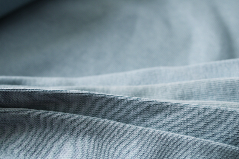 photo of soft thick all cotton rib knit fabric, solid Shaker blue color 4 yards 60 inches wide  #3