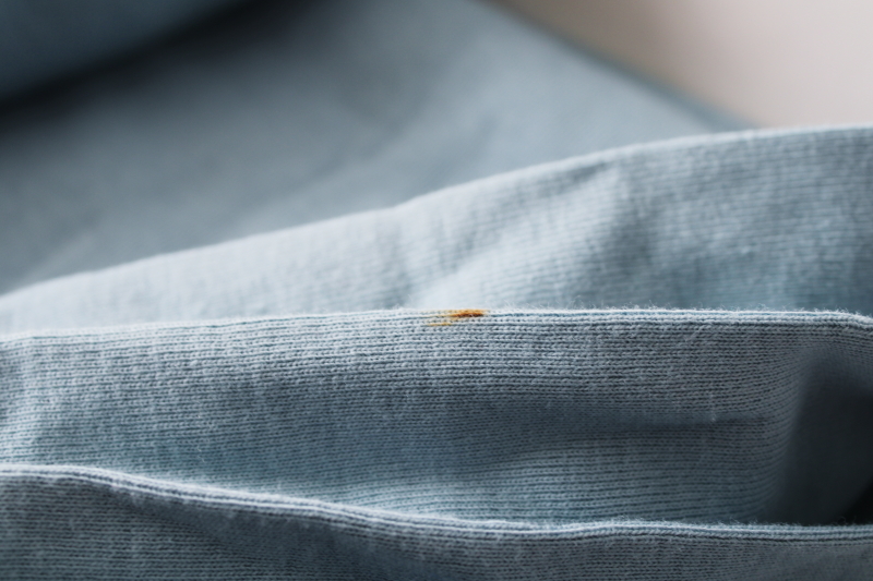 photo of soft thick all cotton rib knit fabric, solid Shaker blue color 4 yards 60 inches wide  #4