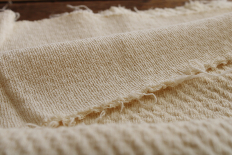 photo of soft thick natural cotton sweater knit fabric, vintage aran style knitted texture #2
