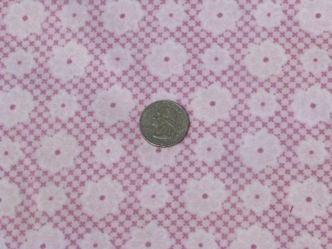 photo of soft thick vintage pure cotton flannel fabric, lavender-pink flowers #1