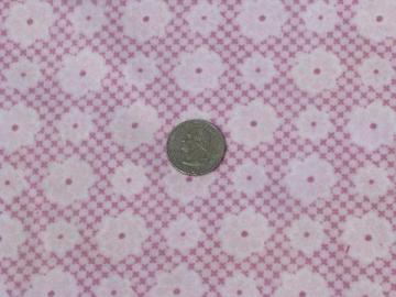 catalog photo of soft thick vintage pure cotton flannel fabric, lavender-pink flowers