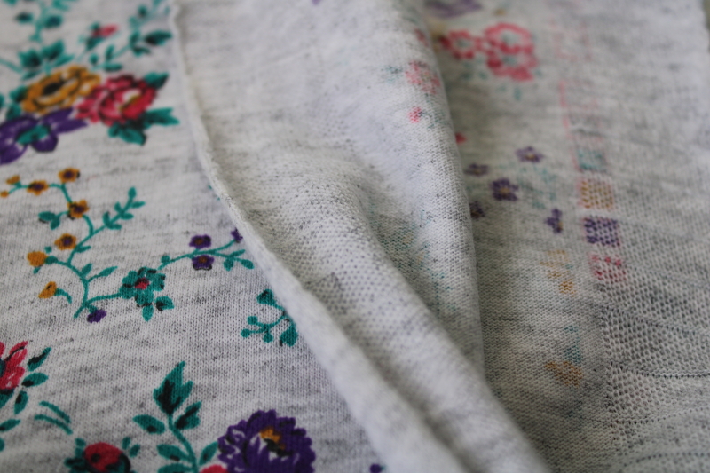 photo of soft tshirt knit fabric sweatshirt gray heather w/ girly floral print, 90s vintage #2