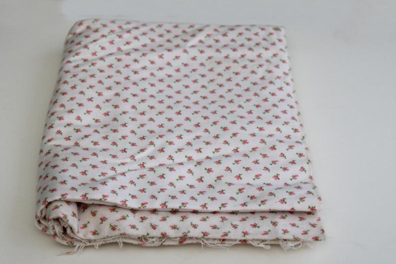 photo of soft vintage all cotton flannel fabric, granny chic tiny pink rosebuds print #1