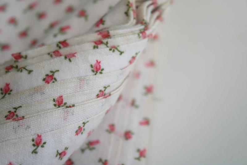 photo of soft vintage all cotton flannel fabric, granny chic tiny pink rosebuds print #4