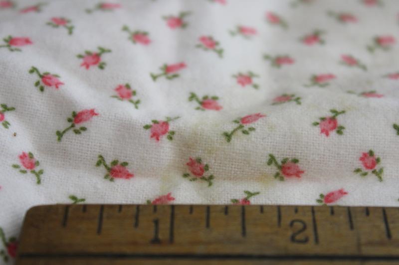 photo of soft vintage all cotton flannel fabric, granny chic tiny pink rosebuds print #5