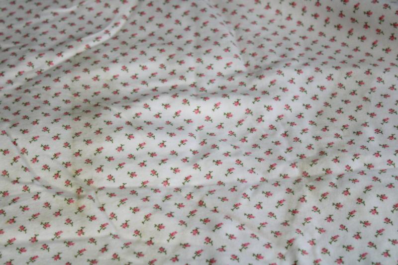 photo of soft vintage all cotton flannel fabric, granny chic tiny pink rosebuds print #6