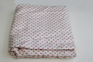 catalog photo of soft vintage all cotton flannel fabric, granny chic tiny pink rosebuds print