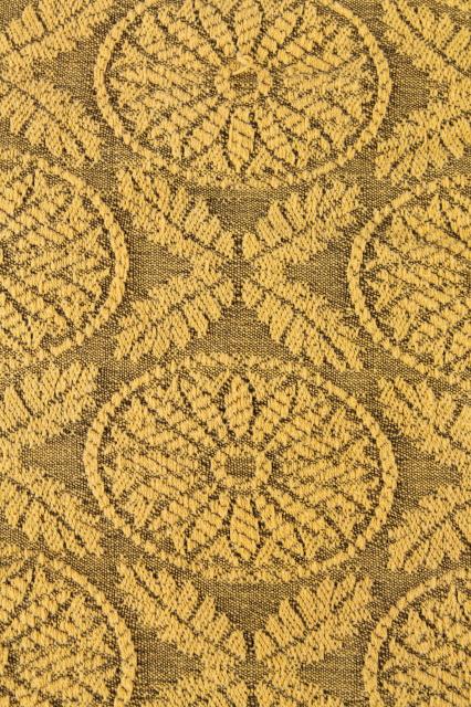 photo of soft vintage cotton bedspread or sofa cover, french grey & mustard gold w/ popcorn fringe  #11