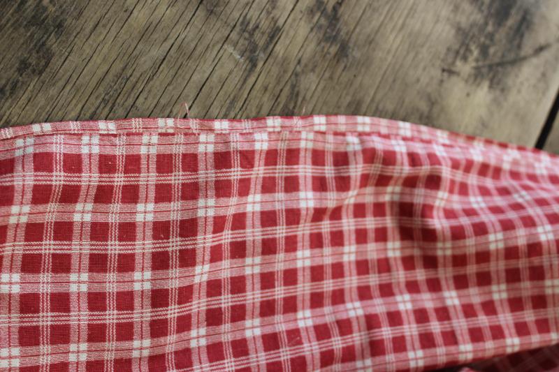 photo of soft vintage cotton comforter or duvet cover, barn red & white checked plaid fabric #2